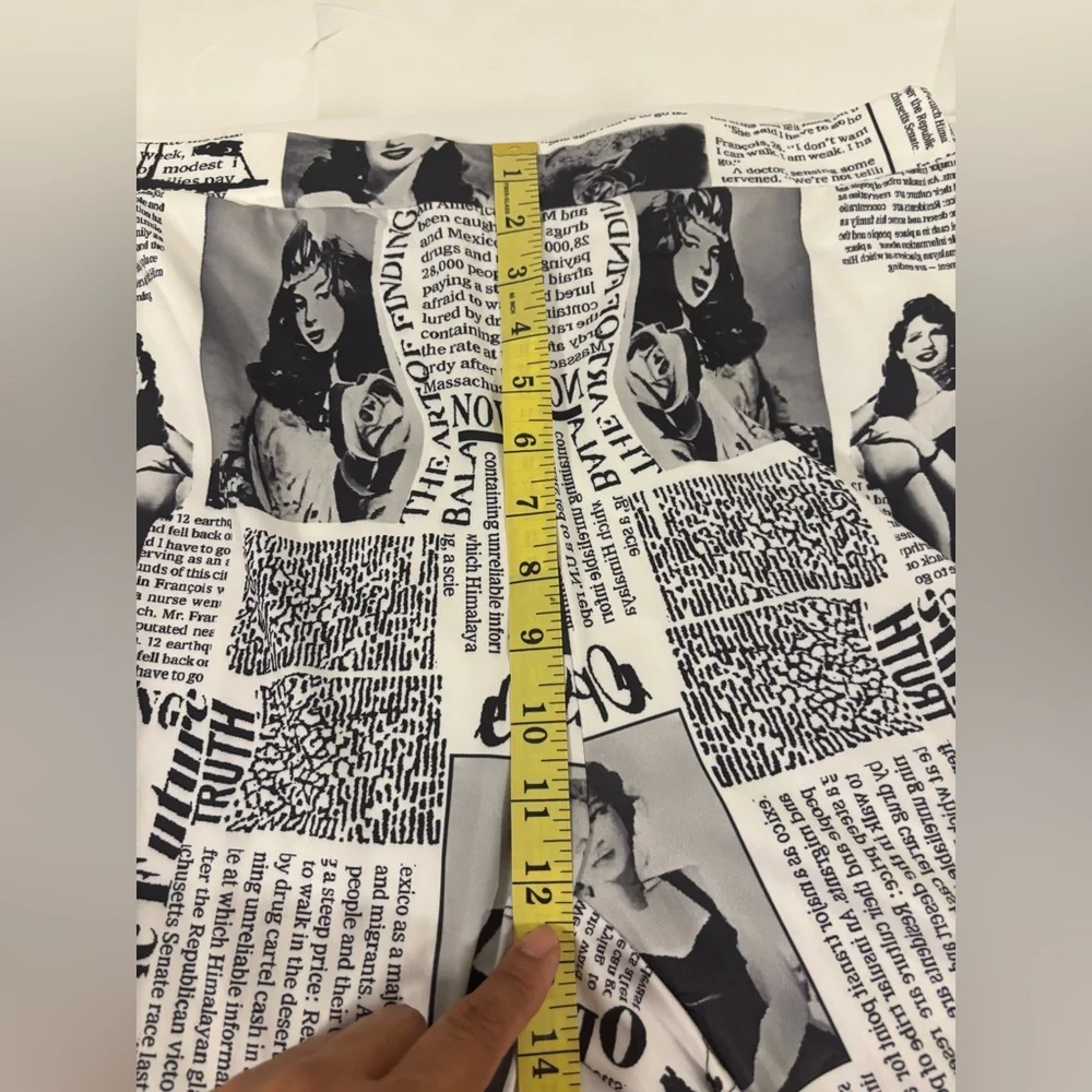 Women’s Trousers in Black and White Newspaper Print. Size Large Handmade - Picture 4 of 9